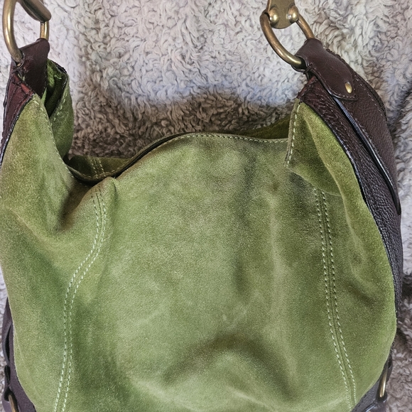 RARE MICHAEL KORS 2008 Grp een Suede Brown Leather XL Hobo bag Vintage purse - Picture 13 of 16